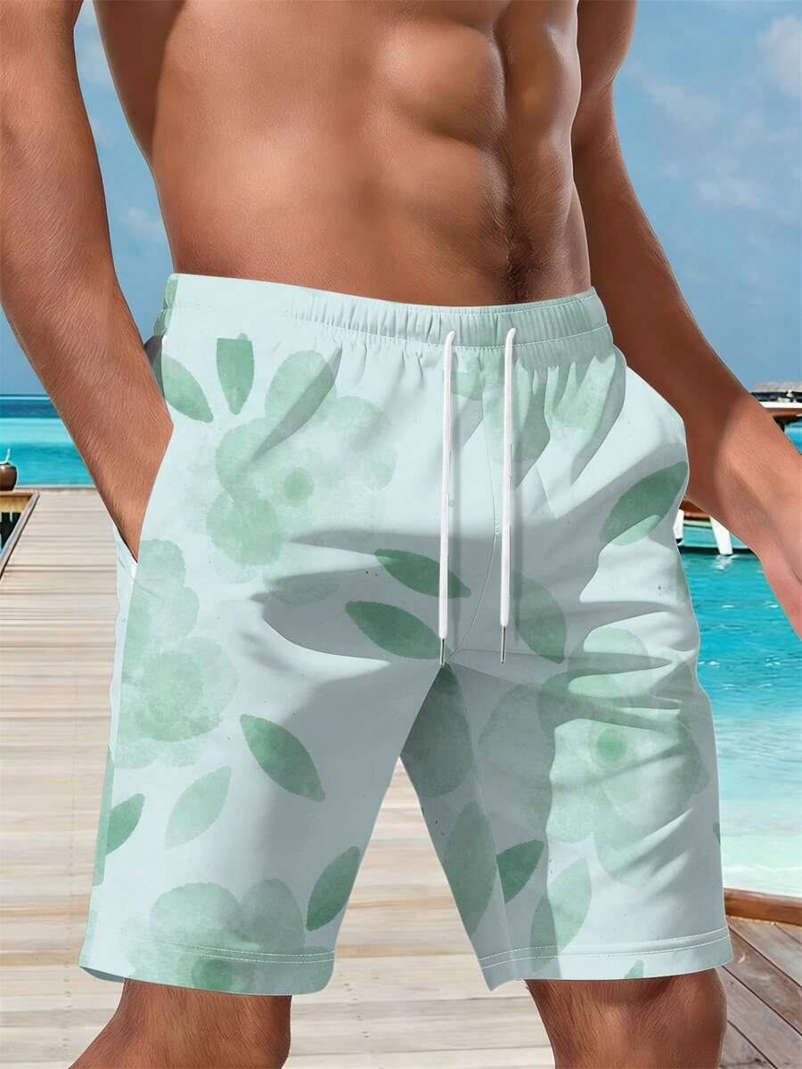 Mens Floral Print Beach Shorts - Swim Trunk Quick Dry reseña y precio
