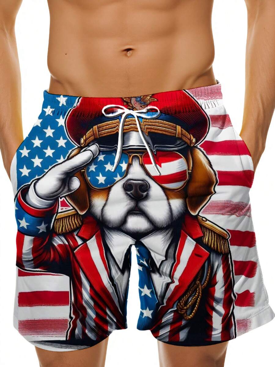 Patriotic Dog American Flag Sw - Swim Trunk Quick Dry reseña y precio