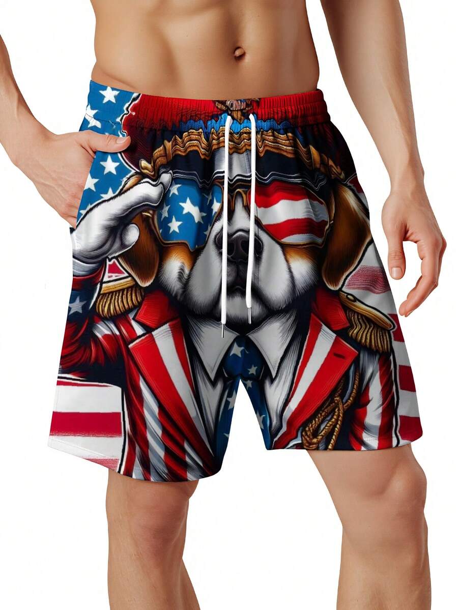 Patriotic Dog American Flag Sw - Swim Trunk Quick Dry reseña y precio