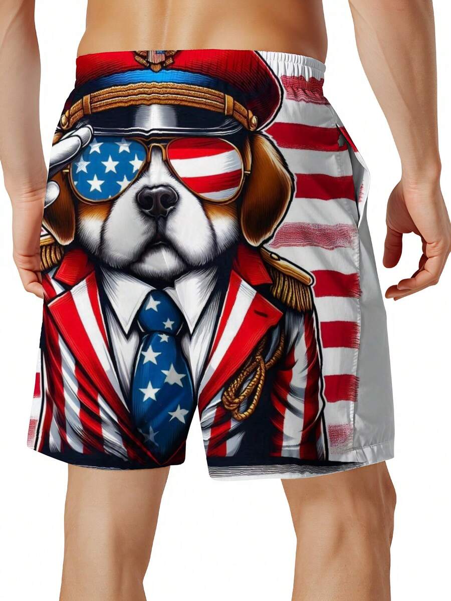 Patriotic Dog American Flag Sw - Swim Trunk Quick Dry reseña y precio
