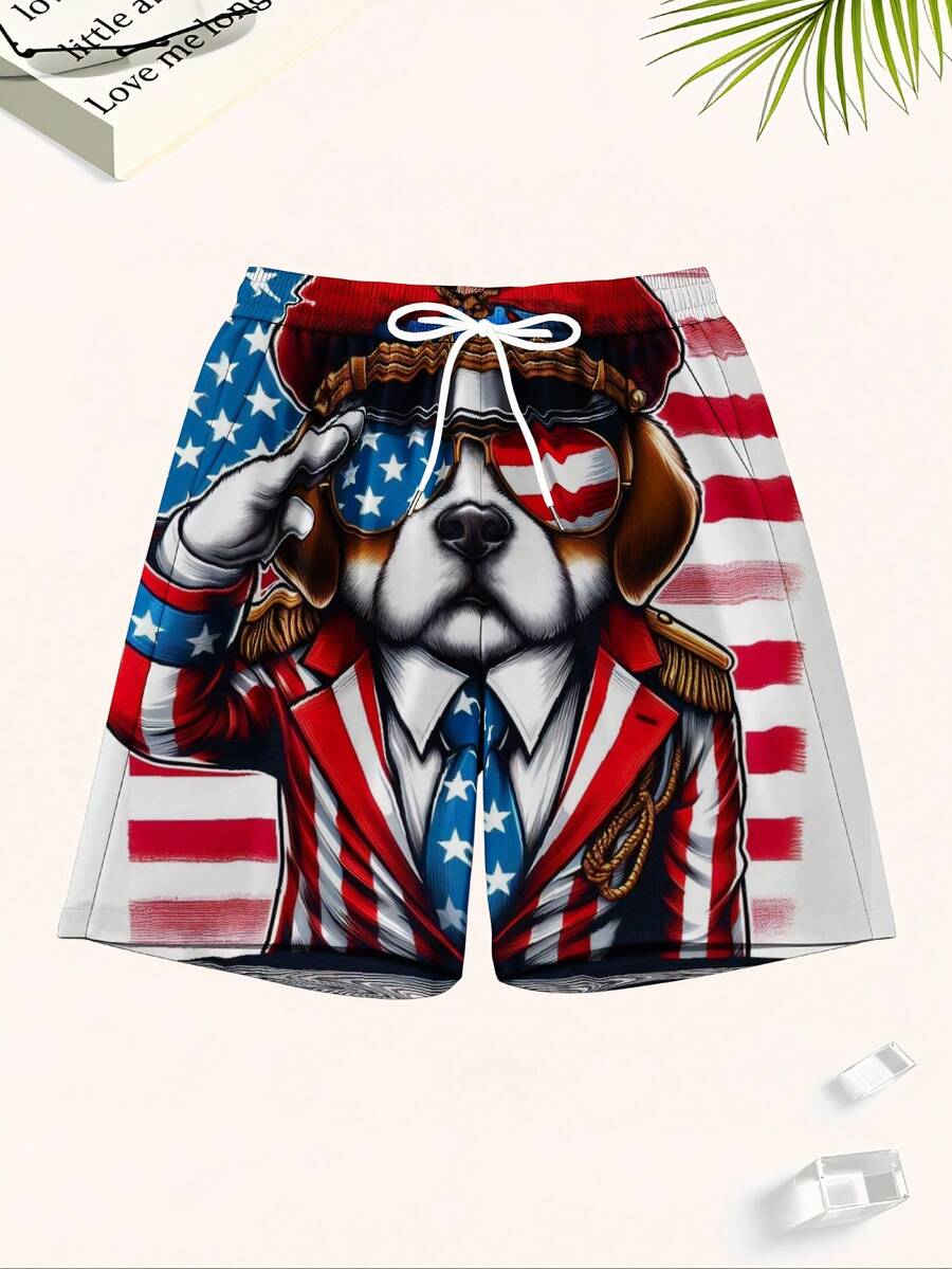 Patriotic Dog American Flag Sw - Swim Trunk Quick Dry reseña y precio