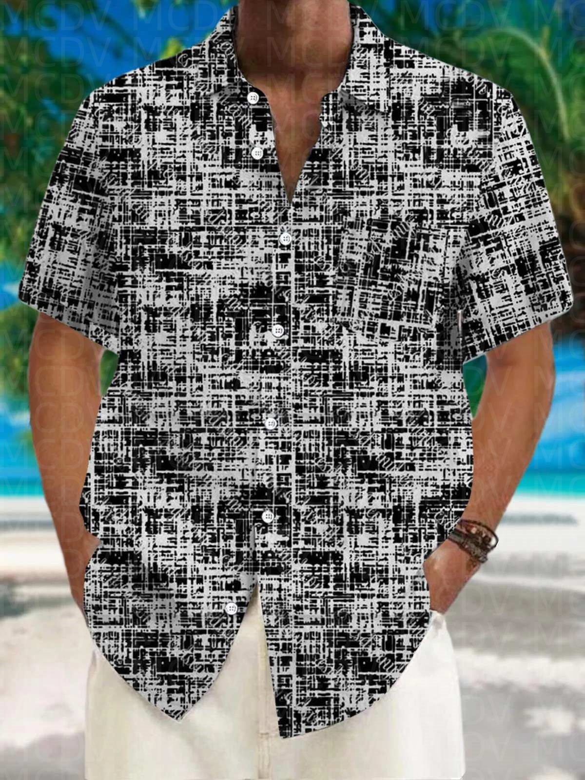 Flag Pattern Style Men's Hawai - Shirt Camp Collar reseña y precio