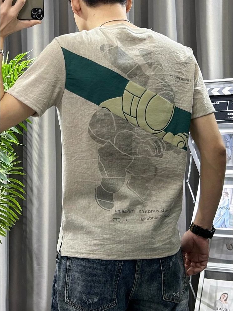 Male Tees Shirts White Linen T - Short Linen Drawstring reseña y precio