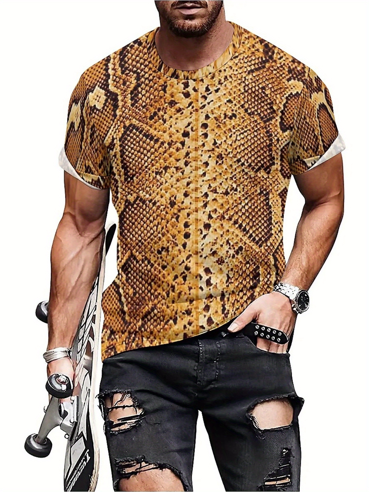 Men'S 3D Print Snake Graphic T - Tee Graphic Print reseña y precio