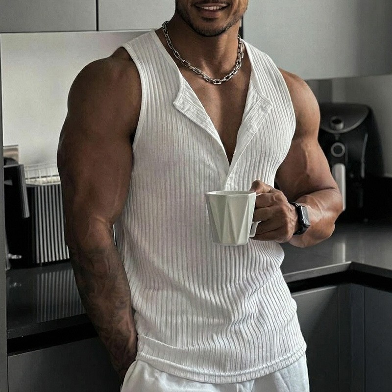 Sporty Tank Top Solid Color Cr - Tank Top Muscle reseña y precio