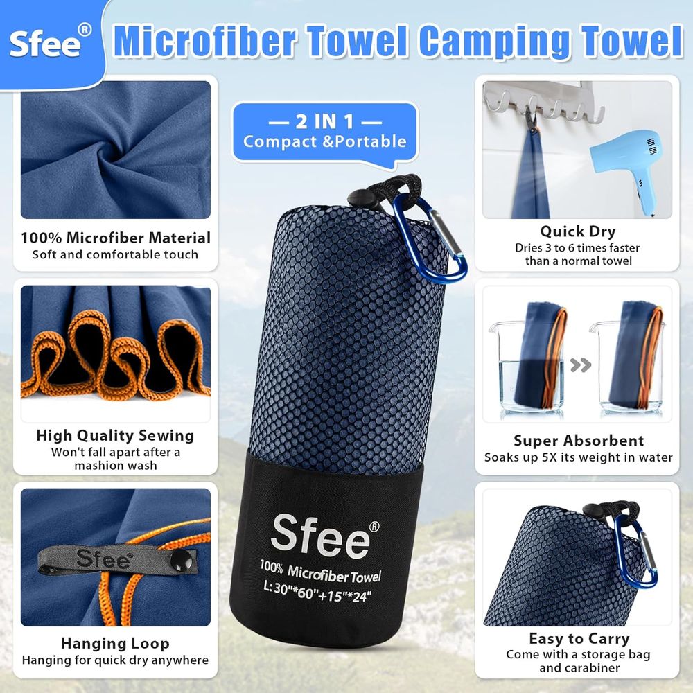 Compact Large Absorbent Travel - Beach Towel Large reseña y precio
