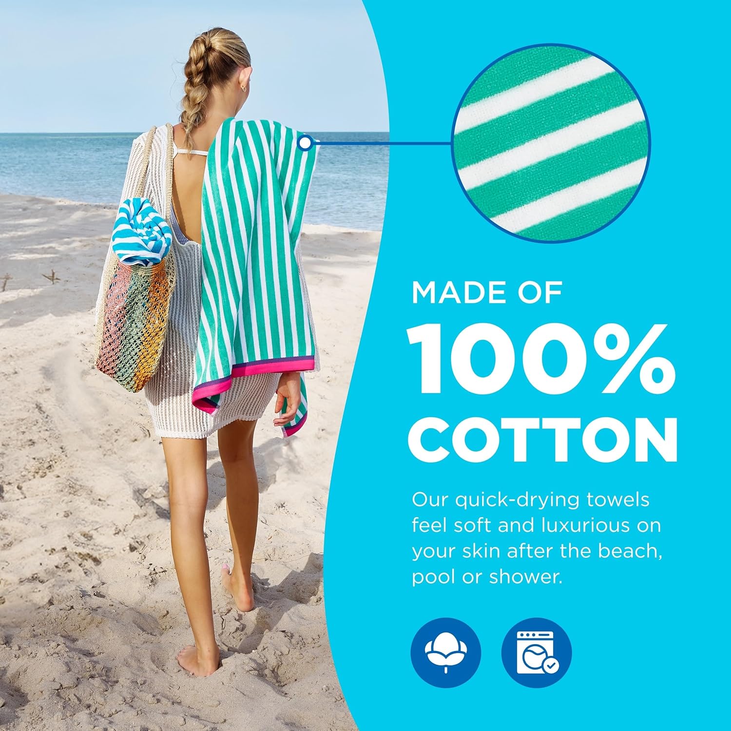Colorful Racing Striped Beach  - Beach Towel Large reseña y precio