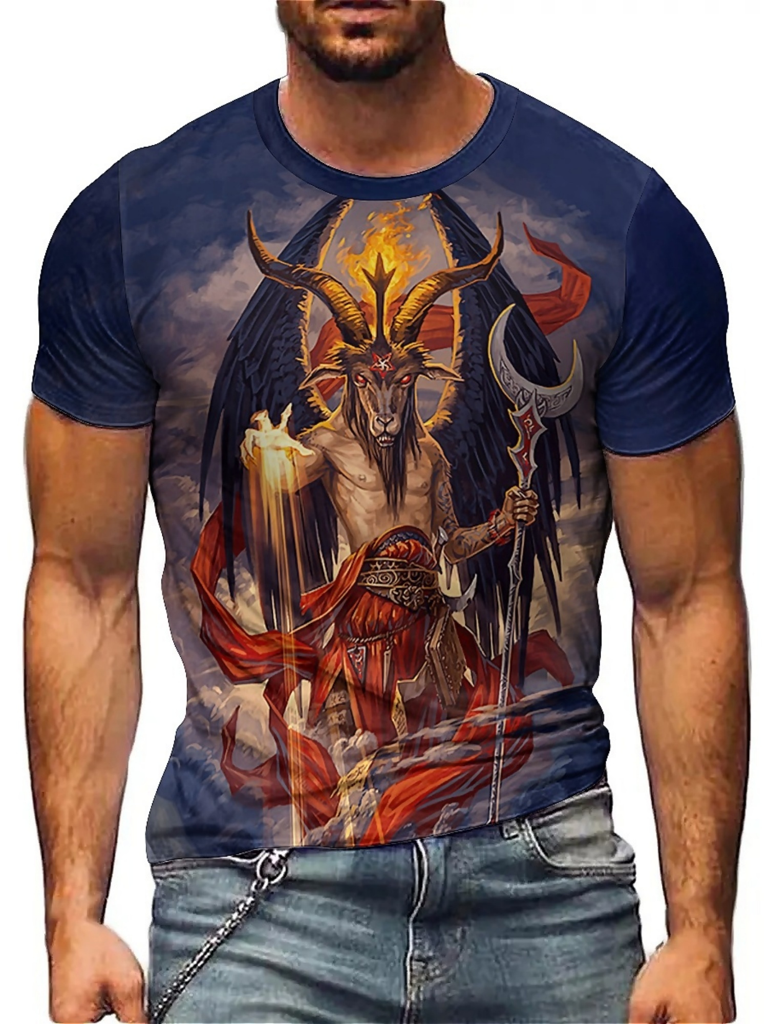 Men's 3D Demon Print T-Shirt | - Tee Graphic Print reseña y precio