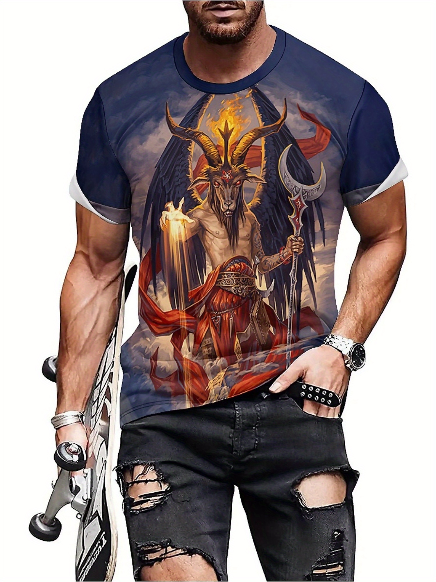 Men's 3D Demon Print T-Shirt | - Tee Graphic Print reseña y precio